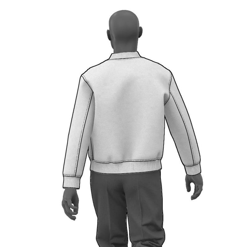 May include: A gray bomber jacket with a ribbed collar and cuffs. The jacket is zipped up and has a smooth, plain surface.