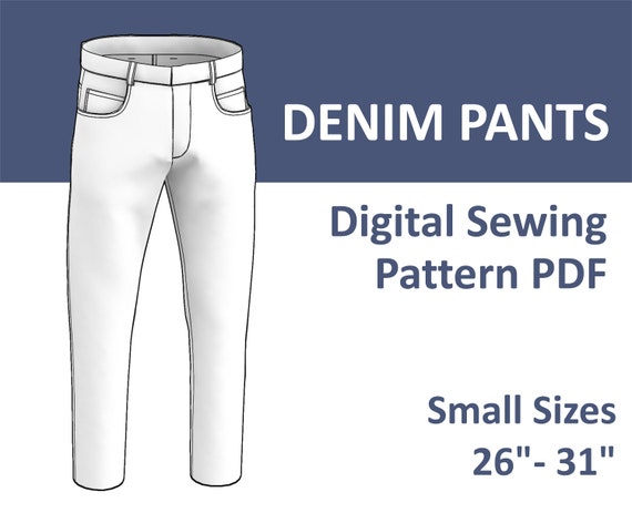 Men's Jeans Denim Pants Digital Sewing Pattern PDF Smaller | Etsy