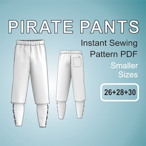 Pirate Pants for men Viking Trousers for men Cosplay - Digital Sewing Pattern PDF - Smaller Sizes 26 + 28 + 30