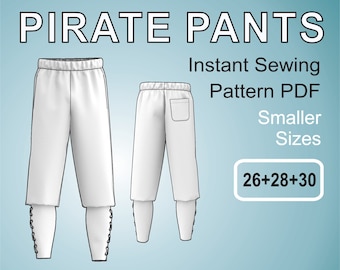 Pirate Pants for men Viking Trousers for men Cosplay - Digital Sewing Pattern PDF - Smaller Sizes 26 + 28 + 30