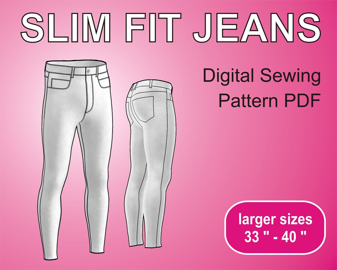 Men's Slim Fit Jeans / Denim Pants / Digital Sewing Pattern PDF