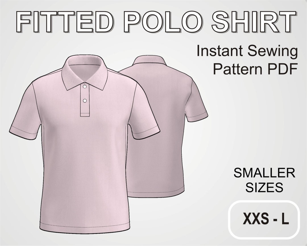 Fitted Polo Shirt Easy Sewing Pattern PDF Tennis Shirt Golf Shirt