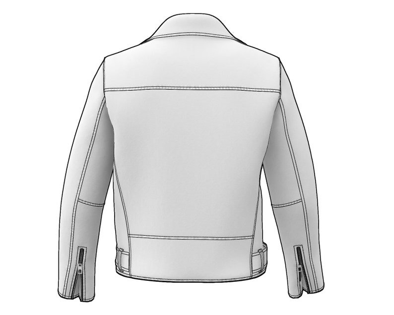 Taille S Blouson motard emblématique pour homme Blouson moto double motard avec fermeture éclair asymétrique Patron de couture numérique PDF image 5