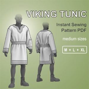 Viking Tunic - medieval ancient robe - PDF Sewing Pattern Sizes M + L + XL