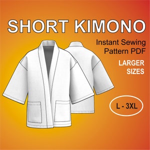 Oversized Short Kimono Style instant PDF Sewing Pattern Oversized Jacket for men Larger sizes L to 3XL