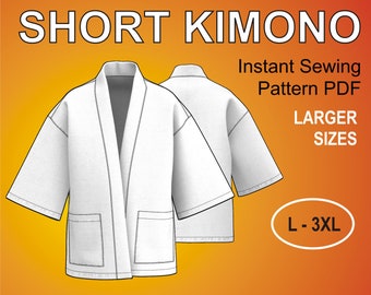 Oversized Short Kimono Style instant PDF Sewing Pattern Oversized Jacket for men Larger sizes L to 3XL