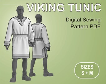 Viking Tunic - medieval ancient robe - PDF Sewing Pattern Size S + M