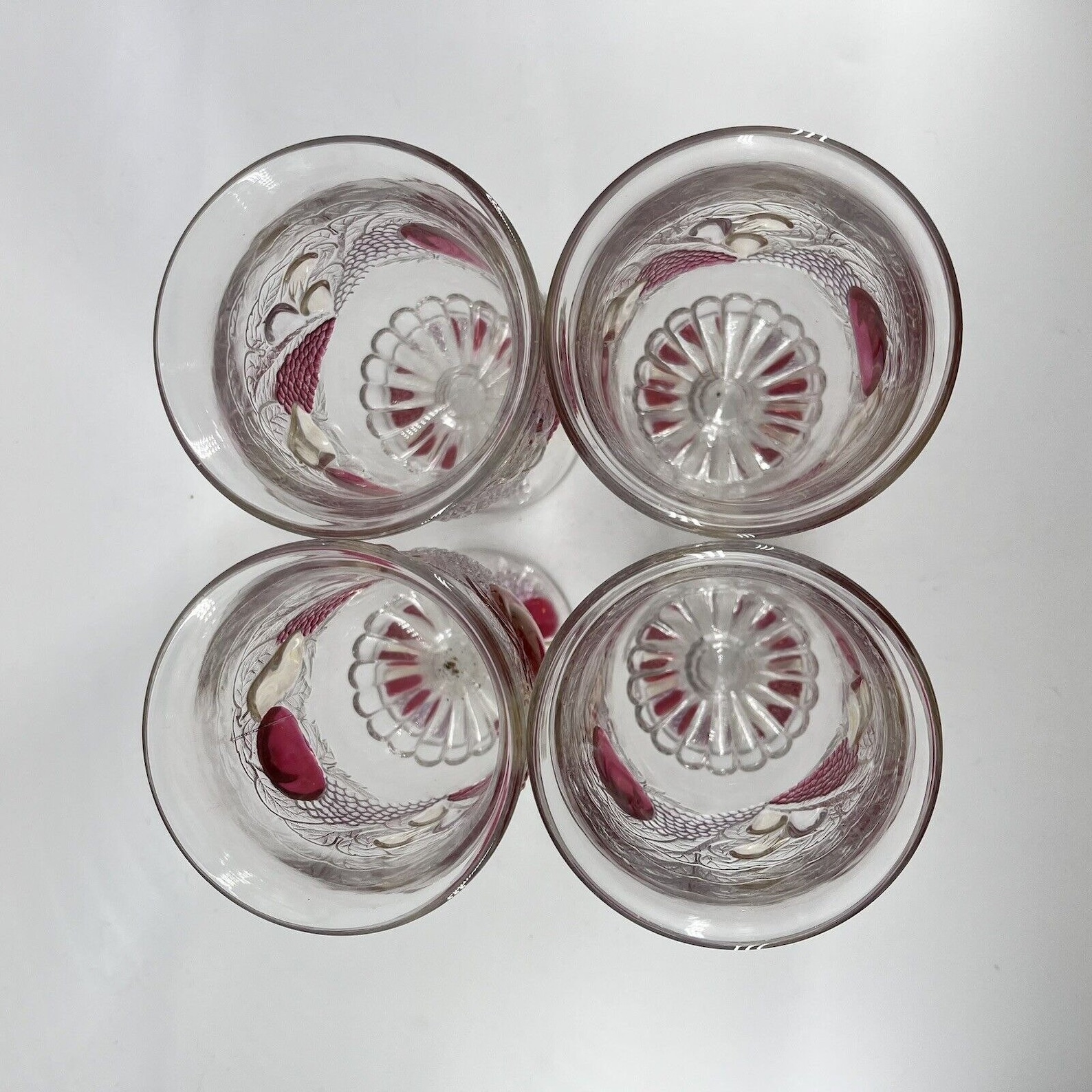 Vintage Westmoreland Della Robbia Cranberry Flash Footed Tumbler Goblets Set 4 Etsy