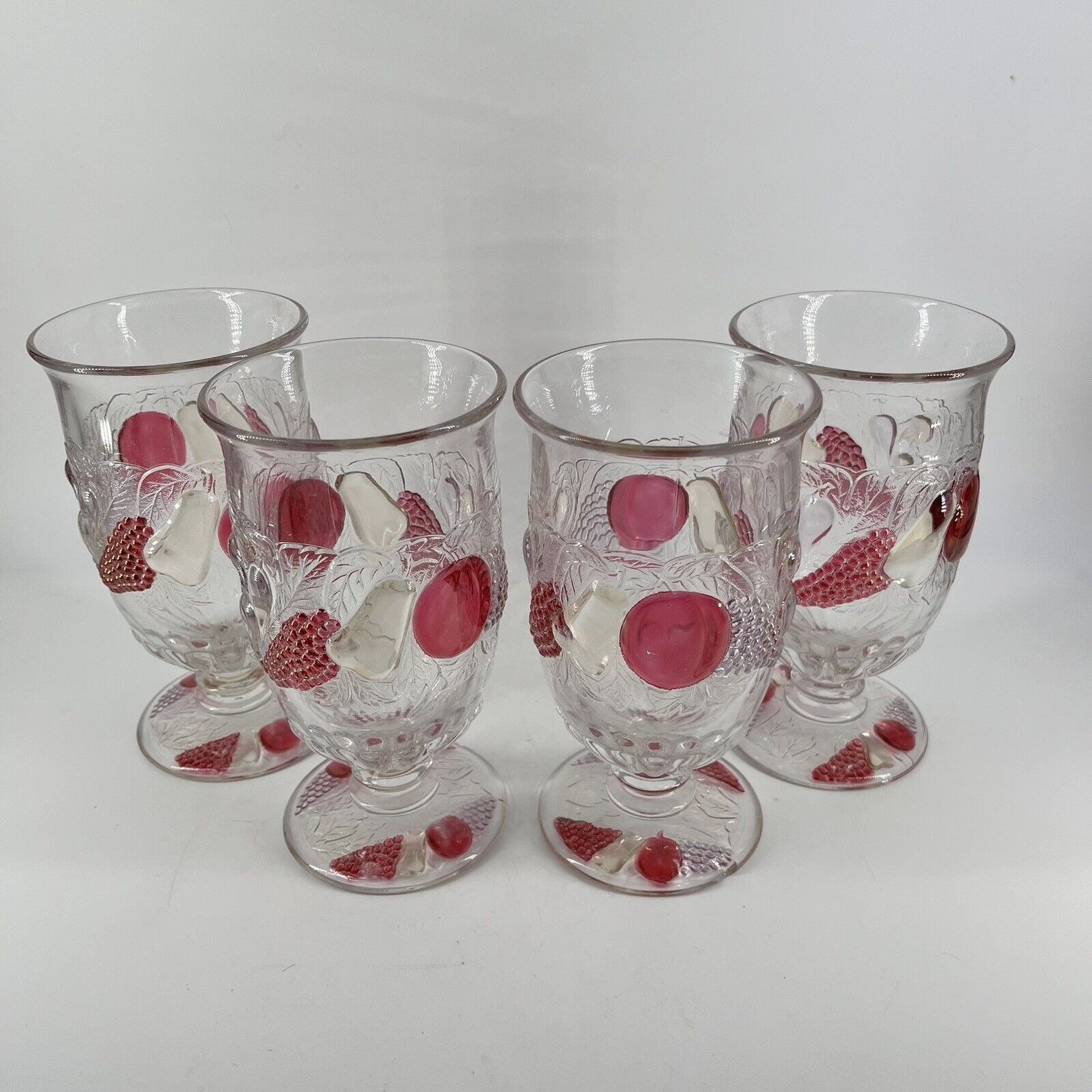 Vintage Westmoreland Della Robbia Cranberry Flash Footed Tumbler Goblets Set 4 Etsy