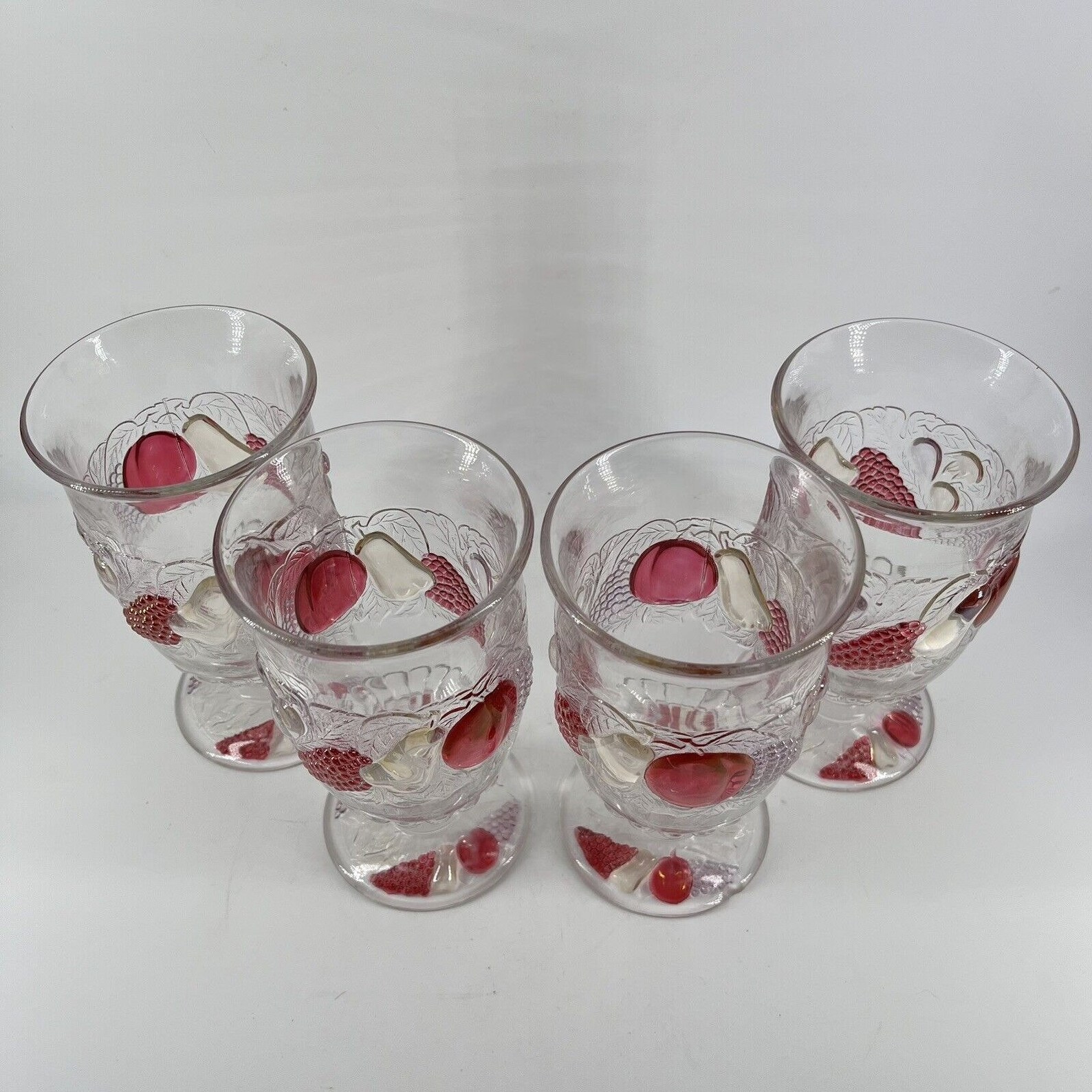 Vintage Westmoreland Della Robbia Cranberry Flash Footed Tumbler Goblets Set 4 Etsy