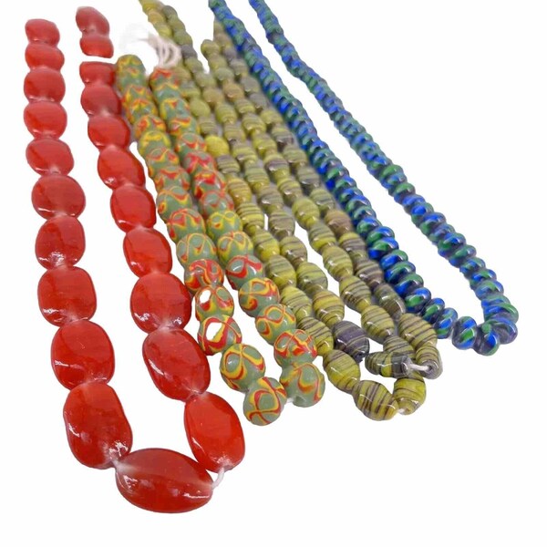 Vintage Glass Beads Handmade Venetian Style or Czech Style Lot of 5 Strung Sets