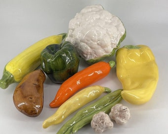 Ceramic Faux Vegetables Hand Painted Realistic Fake Food Figurines Set of 10