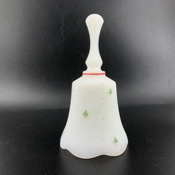 Vintage Fenton Frosted Satin Glass Bell Hand Painted Christmas Etsy