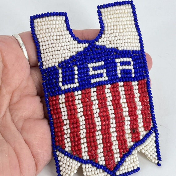 Vintage USA Patches Hand Woven Seed Bead Native A… - image 4