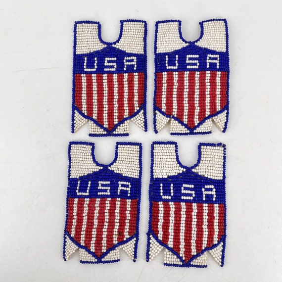 Vintage USA Patches Hand Woven Seed Bead Native A… - image 3
