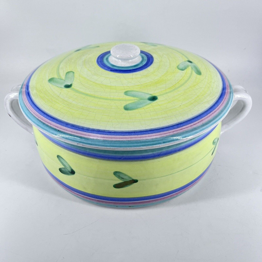 Caleca Carousel Italian Pottery Hand Painted Covered Casserole Dish