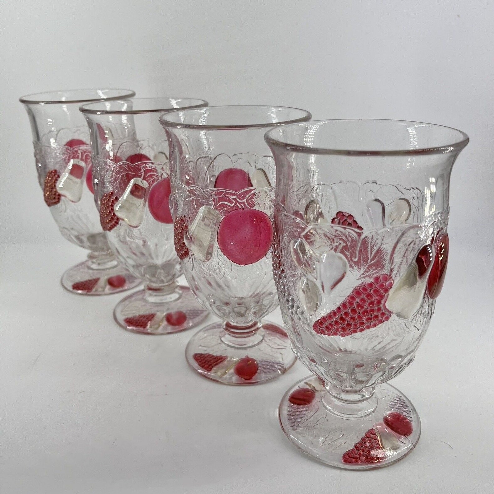 Vintage Westmoreland Della Robbia Cranberry Flash Footed Tumbler Goblets Set 4 Etsy
