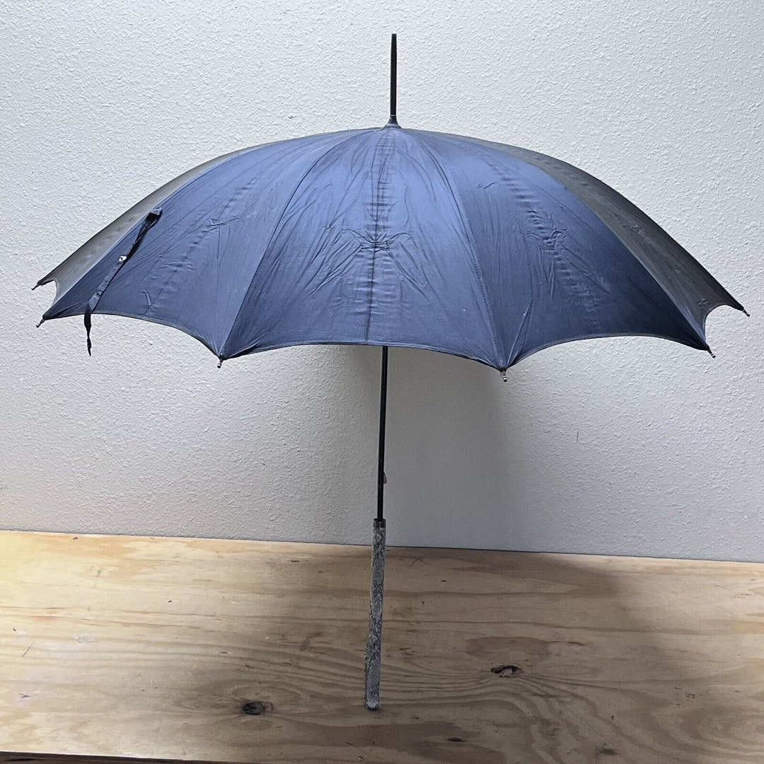 Vintage Victorian Umbrella Mourning Parasol Metal Frame Faux Snakeskin