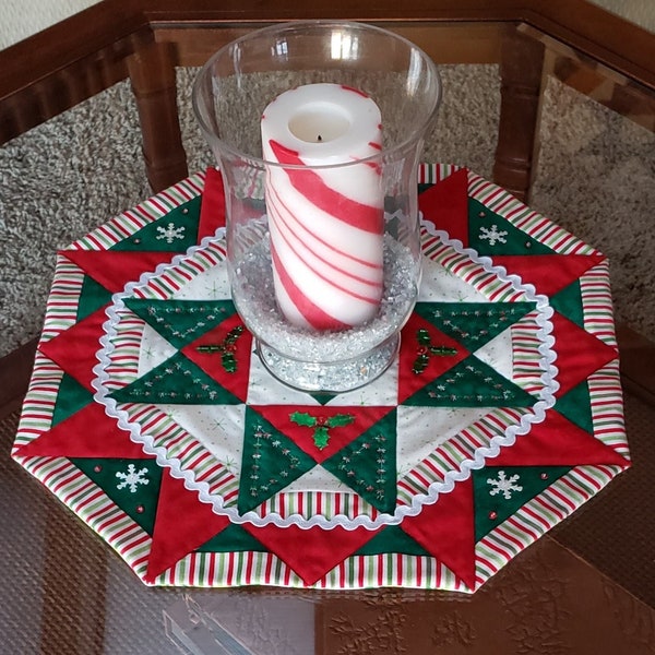 Small, Holiday, Octagon Table Topper, Table Runner PDF Quilt Pattern