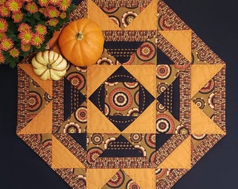 Octagon Table Topper Quilt Pattern: Spiced Pumpkin Pie Design (PDF Digital Download)