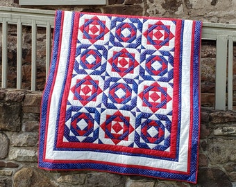 Liberty Crystals Quilt Pattern: Patriotic Red White and Blue (PDF Digital Download)