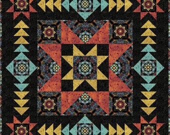Fussy Cut Star Wall Quilt Pattern, PDF Digital Pattern, Grand Star Chaser