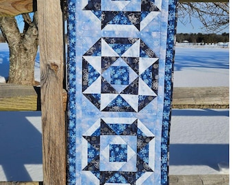 Scandinavian Pieced Table Runner, PDF Digital Download Quilt Pattern, Nordic Nights