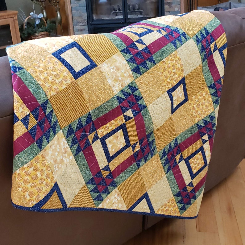 Two Block, Scrappy Modern Twin Size Quilt Pattern, PDF Pattern