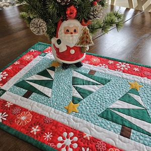 Modello di quilt da tavolo con albero di Natale, Paper Pieced, PDF, modello di quilt da tavolo Snowy Pines