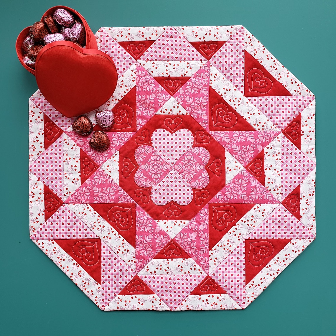 Valentines Table Topper Quilt Pattern Octagon Table Topper Etsy