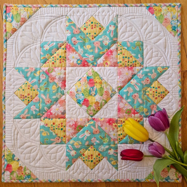 Spring, Easter, Square Table Topper, Wall Quilt Pattern, PDF Digital Download, Majestic Super Star Pattern