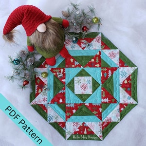 Holiday, Quilted, Octagon, Table Topper, Digital Download, PDF Pattern