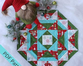 Holiday Octagon Table Topper, Digital Download PDF Quilt Pattern