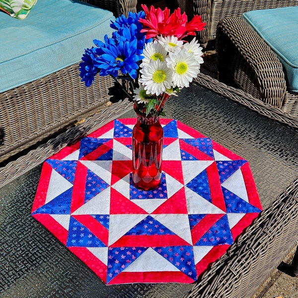 Patriotic, Spring, Summer, Octagon, Table Topper, Table Runner, PDF Quilt Pattern