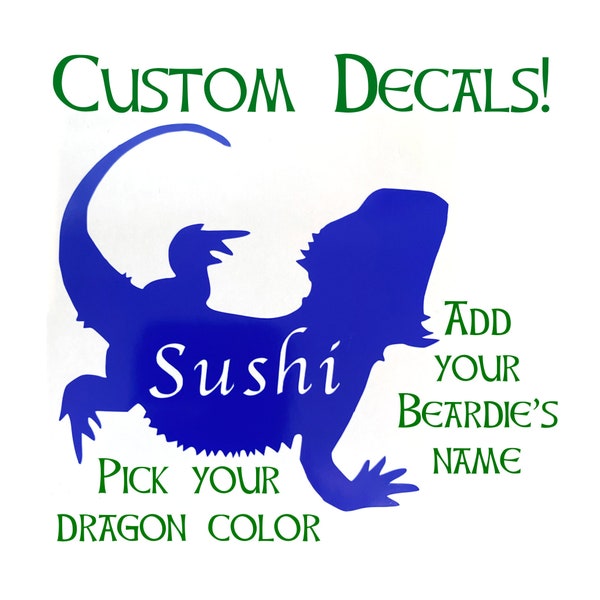 Bearded Dragon Decal, Custom Decal, Car Decal, Beardie Sticker, Beardie Decal, Custom Bearded Dragon Decal, Tank Decal, Aquarium Decal