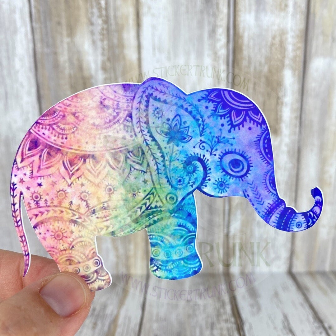 Elephant Chakra Sticker, Elephant Sticker, Rainbow Elephant Sticker, Rainbow Chakra, Indian