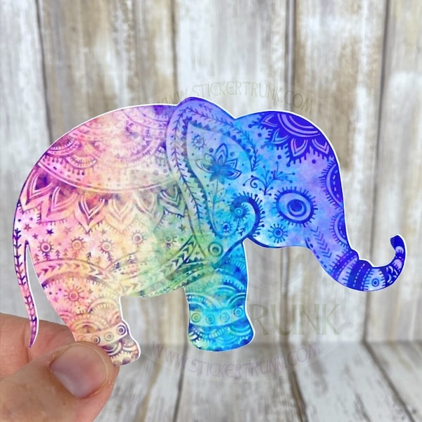 Elephant Chakra Sticker, Elephant Sticker, Rainbow Elephant Sticker, Rainbow Chakra, Indian Elephant, Elephant, Rainbow Chakra Sticker