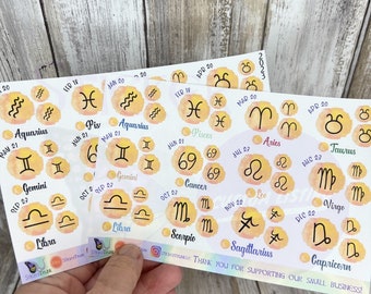 Sun in Zodiac Planner Stickers 2026, Astrology, Astrological Signs