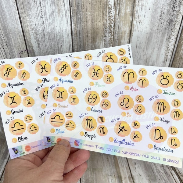 Sun in Zodiac Planner Stickers, Sun in Zodiac, Astrology Stickers, Astrological Signs, Birth Sign, Sun Sign, Planner Stickers, Moon Planner