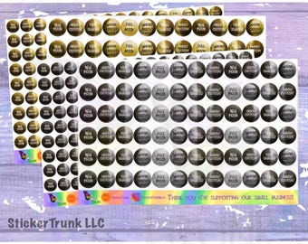 8-Phase Moon Planner Stickers, 1/2" and 1/3", Gibbous, Gold