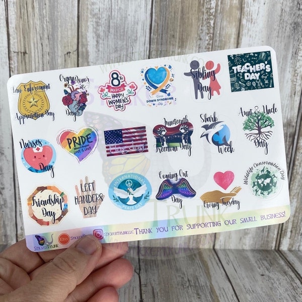 Holiday Planner Stickers SHEET 3, Holiday Stickers, Erin Condren, Happy Planner, Juneteenth, Pride Month, Coming Out Day, Organ Donor Day