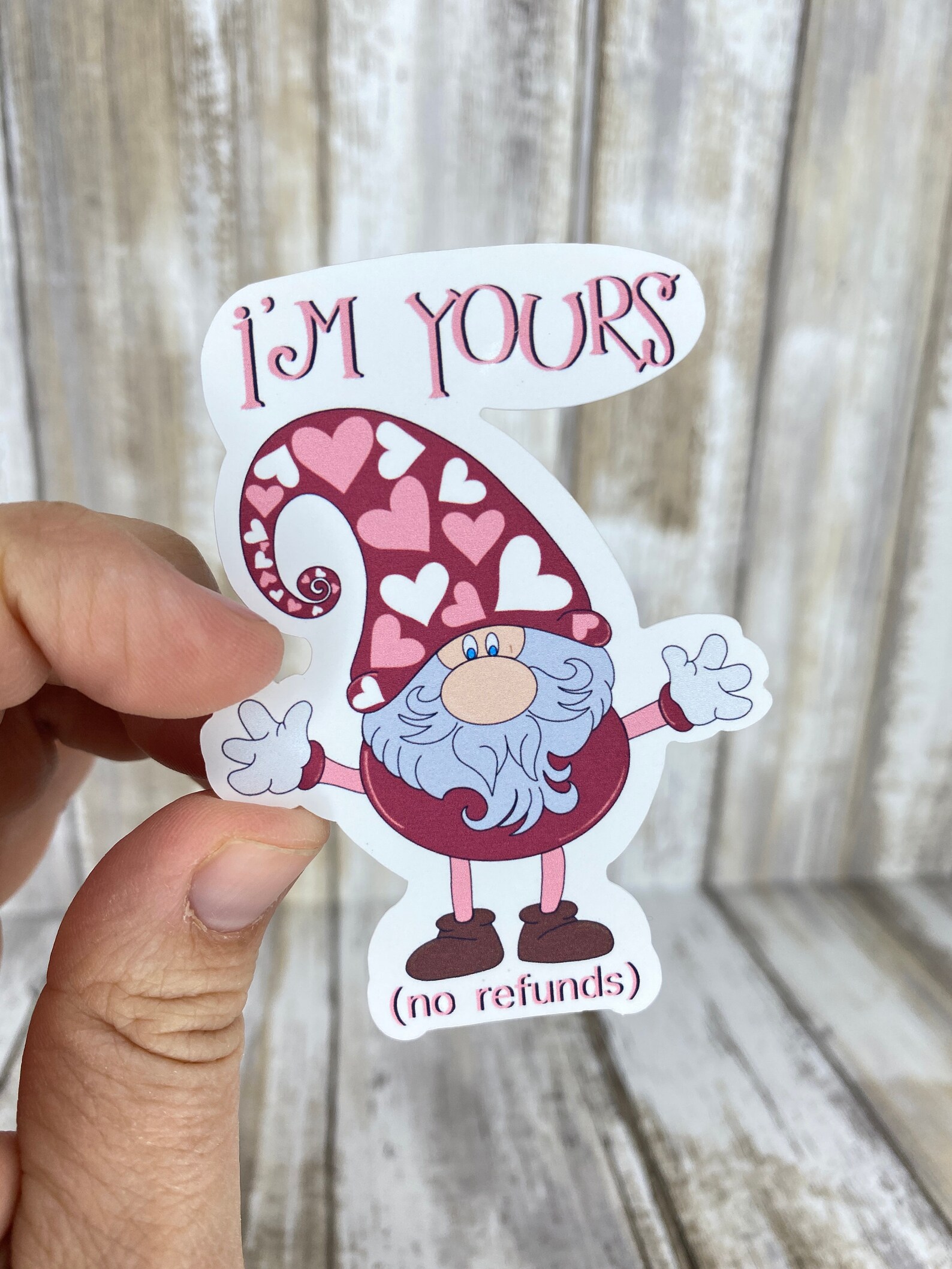 Im yours heart gnome sticker valentines day gnome  etsy