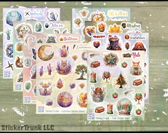 Wheel of the Year Sticker Sheets!, Celtic Fire Festivals, Pagan Celebrations, Solstice