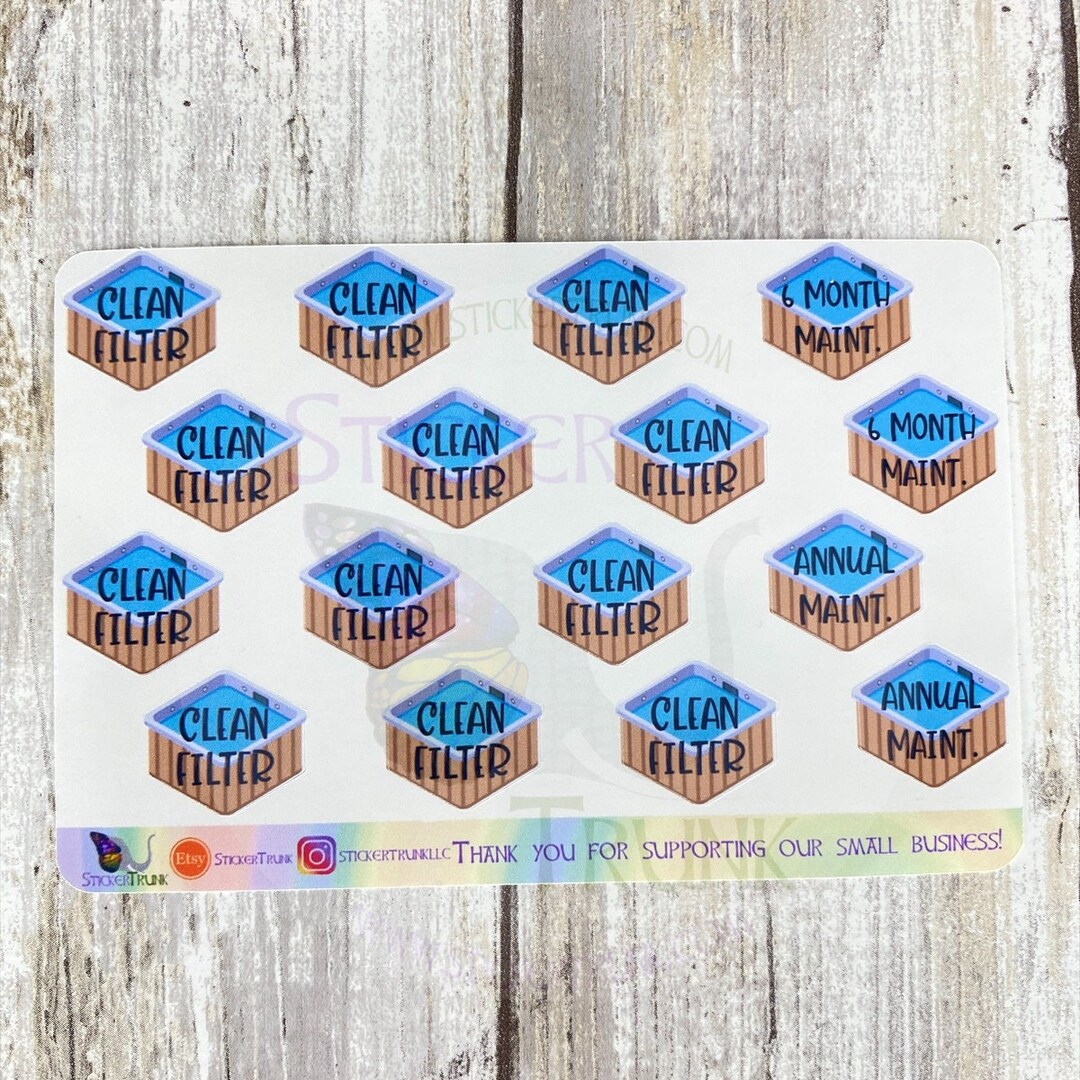 Hot Tub Maintenance Planner Stickers Hot Tub Stickers Spa Etsy