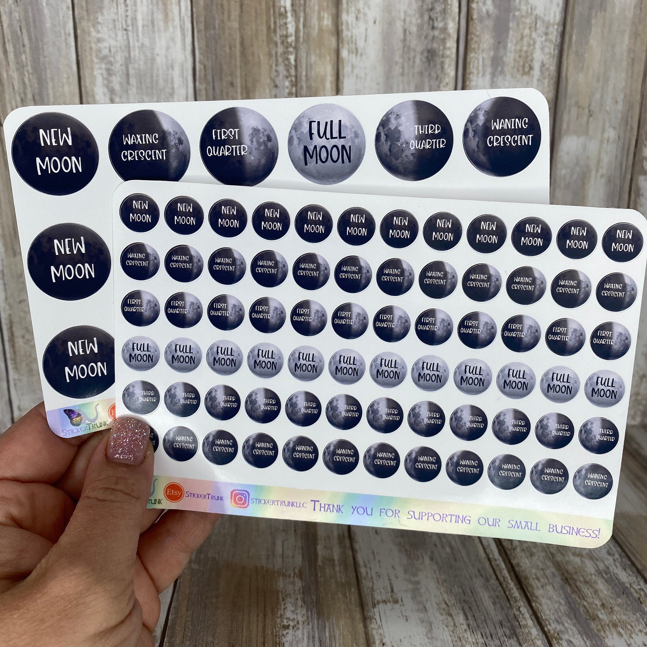 Moon Phases Planner Stickers Moon Phases Stickers Glossy | Etsy