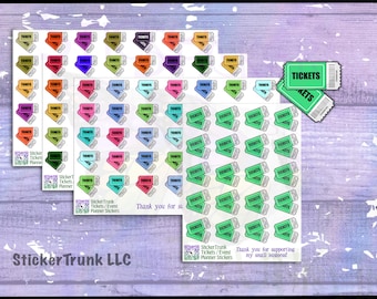 Ticket and Event Planner Stickers, Custom Colors