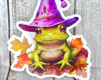Frog Witch Sticker, Frog Stickers, Witch Hat, Fall Stickers, Cute Frog Sticker, Halloween Sticker