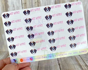Custom Breed Vet Visit Planner Stickers, Dog Planner Stickers, Pick Your Breed Stickers, Write-On Planner Stickers