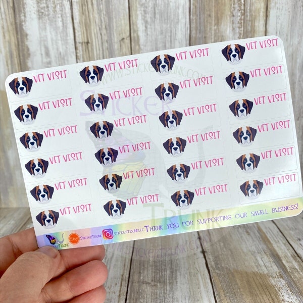 Custom Breed Vet Visit Planner Stickers, Dog Planner Stickers, Pick Your Breed Stickers, Write-On Planner Stickers