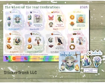 MINI Wheel of the Year Planner Stickers  NEW DESIGNS 2026 , Celtic Fire Festivals, Pagan Celebrations, Solstice, Equinox